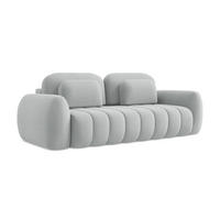 3-SITZER SOFA mit Schlaffunktion Bouclé Stoff Grau - Hellgrau/Schwarz, Holzwerkstoff/Kunststoff (266/95/121cm) - LaMiaSofa