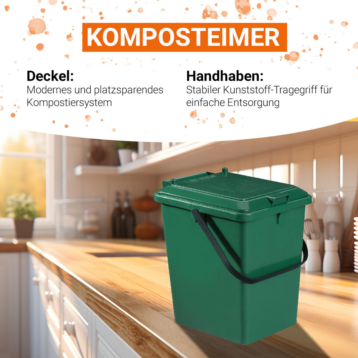 BIO-EIMER 10 L, grün - Grün, Kunststoff (25/30/23cm) - GARANTIA