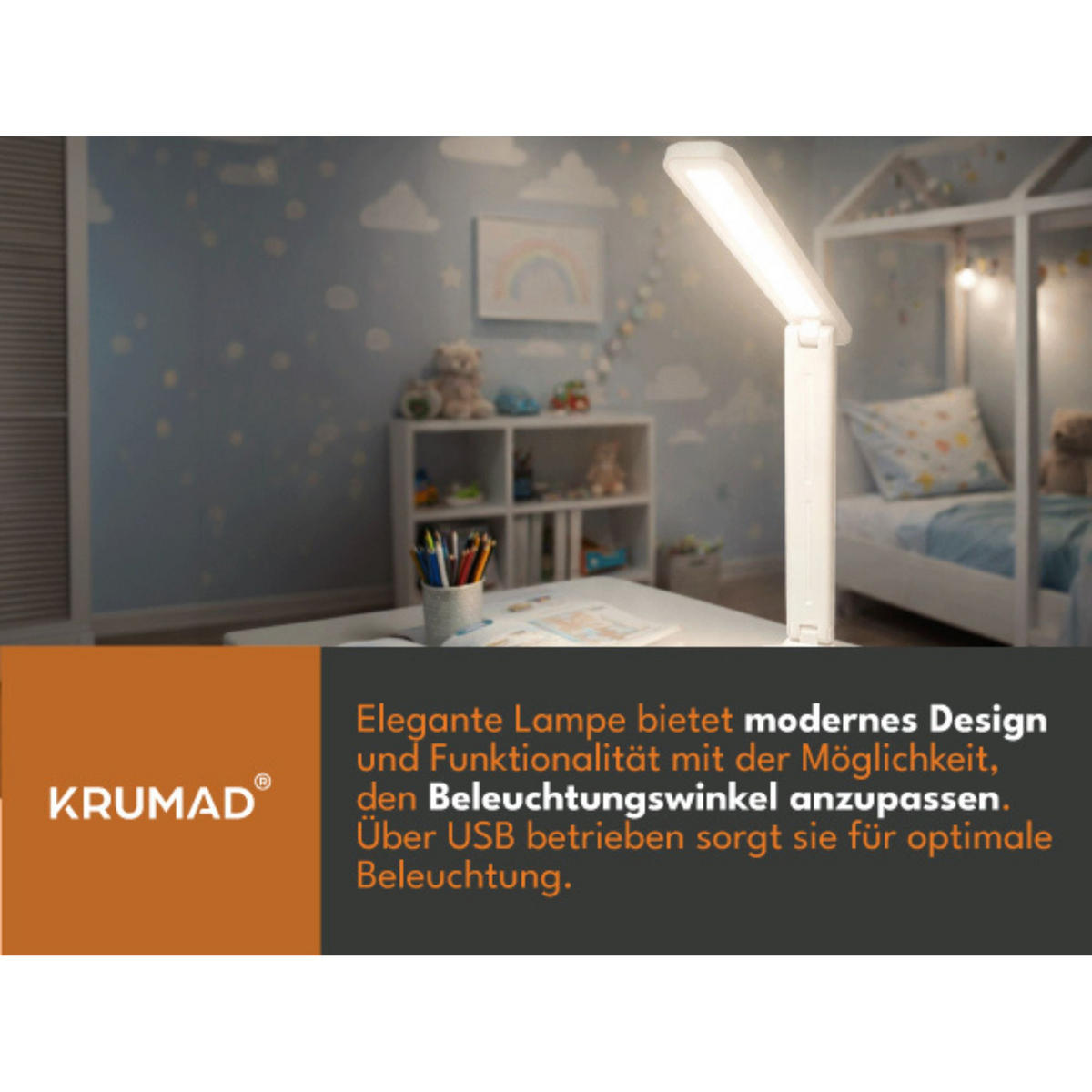 SCHREIBTISCHLEUCHTE, Schreibtisch Tischlampe LED - Weiß, Kunststoff (22.5/13/27.5cm) - KRUMAD