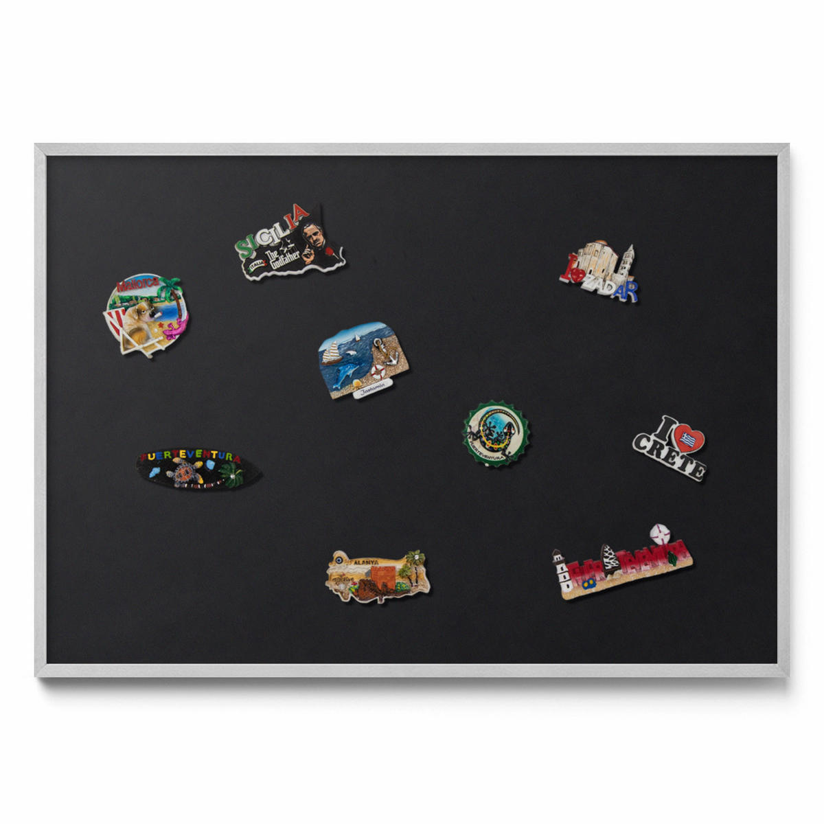 MAGNETTAFEL 100x70 cm Weißer Rahmen Farbe Schwarz - Wildeiche, Metall (100/70/0.4cm) - TULUP