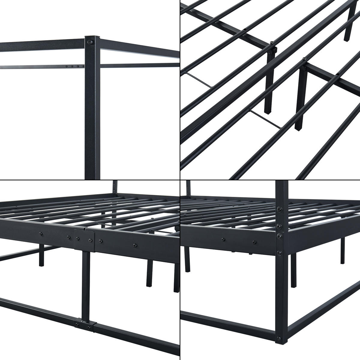 HIMMELBETT Kristianstad - Schwarz, Metall (180/200cm) - [en.casa]