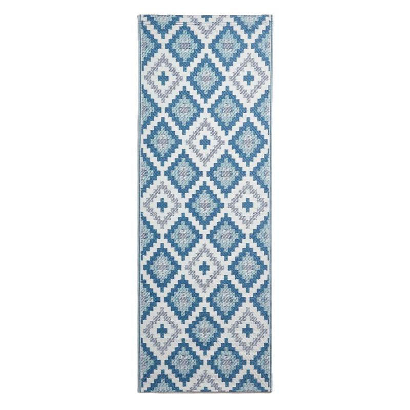 OUTDOORTEPPICH-LÄUFER Mia, geometrisch gemustert 75/200 cm - Blau, Kunststoff (75/200cm) - Homescapes