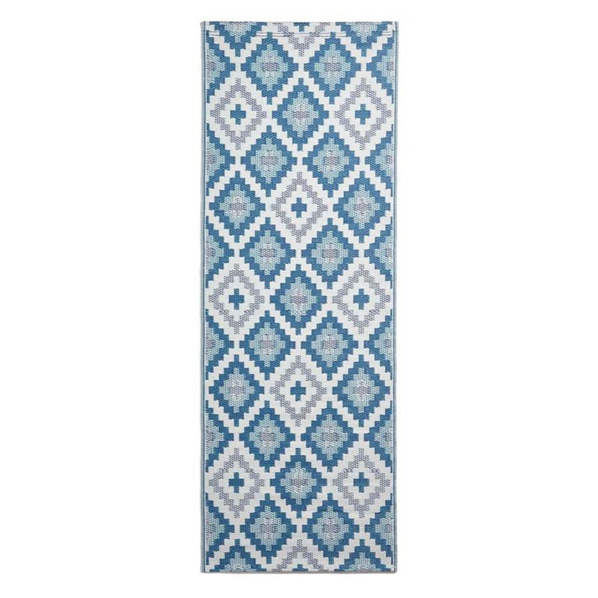 OUTDOORTEPPICH-LÄUFER Mia, geometrisch gemustert 75/200 cm - Blau, Kunststoff (75/200cm) - Homescapes