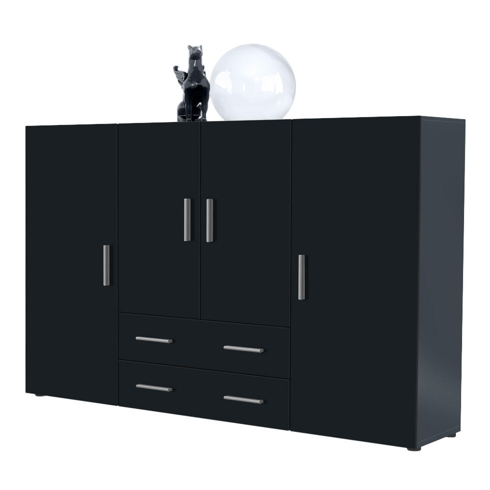 HIGHBOARD Nora Türen in Schwarz matt - Schwarz, Holzwerkstoff (166/106/35cm) - Vladon