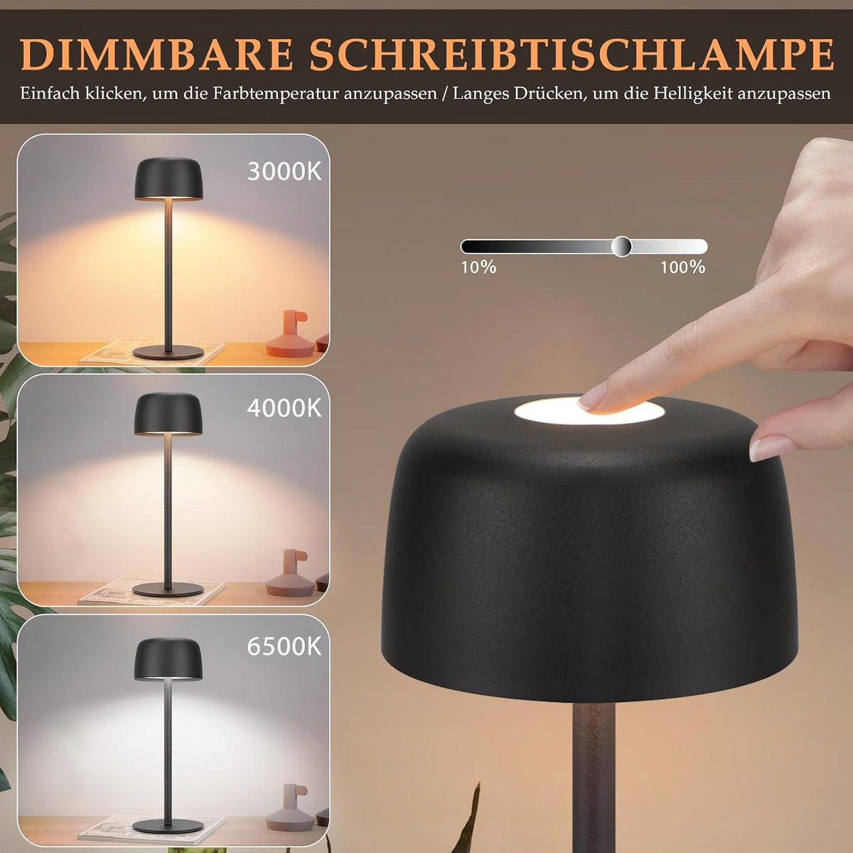 TISCHLAMPE Aquorinr 9/9/25 cm - Schwarz, Kunststoff/Metall (9/9/25cm) - ZMH