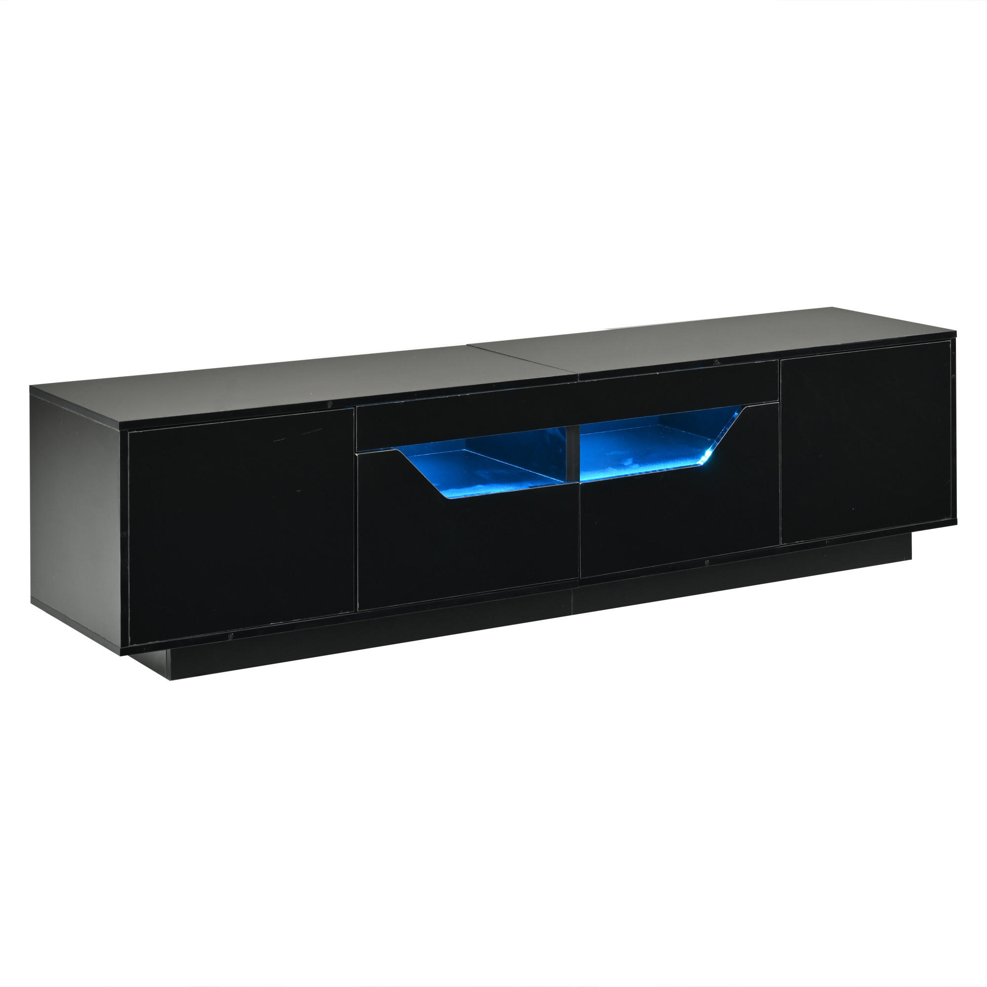 LOWBOARD DE-40354 mit LED und Push-to-Open Schwarz - Schwarz, Holzwerkstoff (180/45/40cm) - ComfortXL
