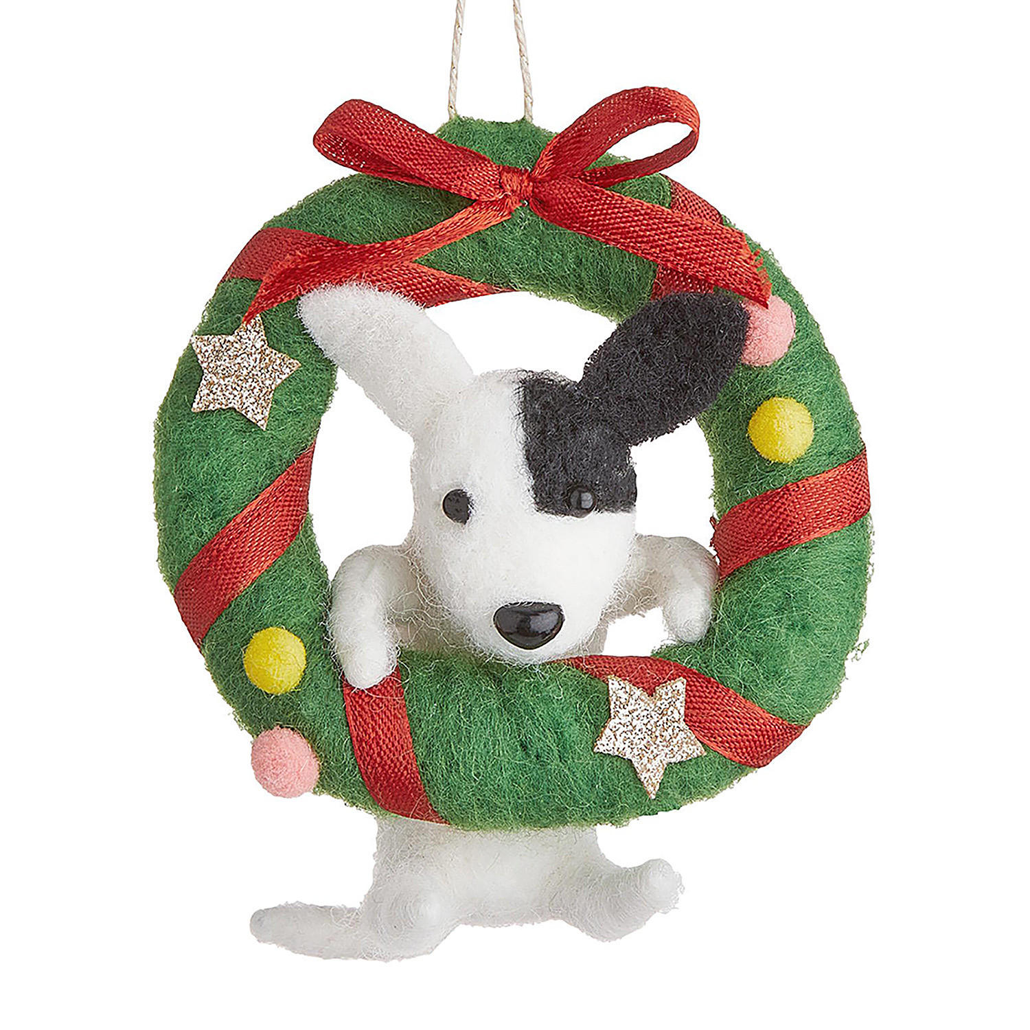 BAUMANHÄNGER Hang On Hund mit Kranz - Grün, Textil (5/9/9cm) - Butlers