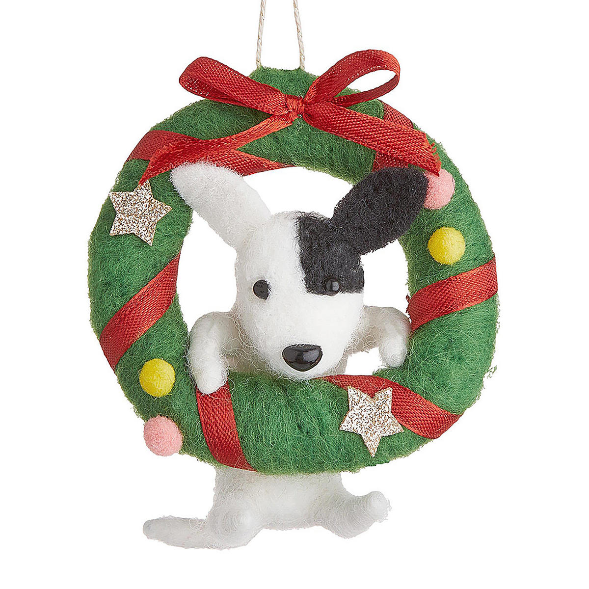 BAUMANHÄNGER Hang On Hund mit Kranz - Grün, Textil (5/9/9cm) - Butlers