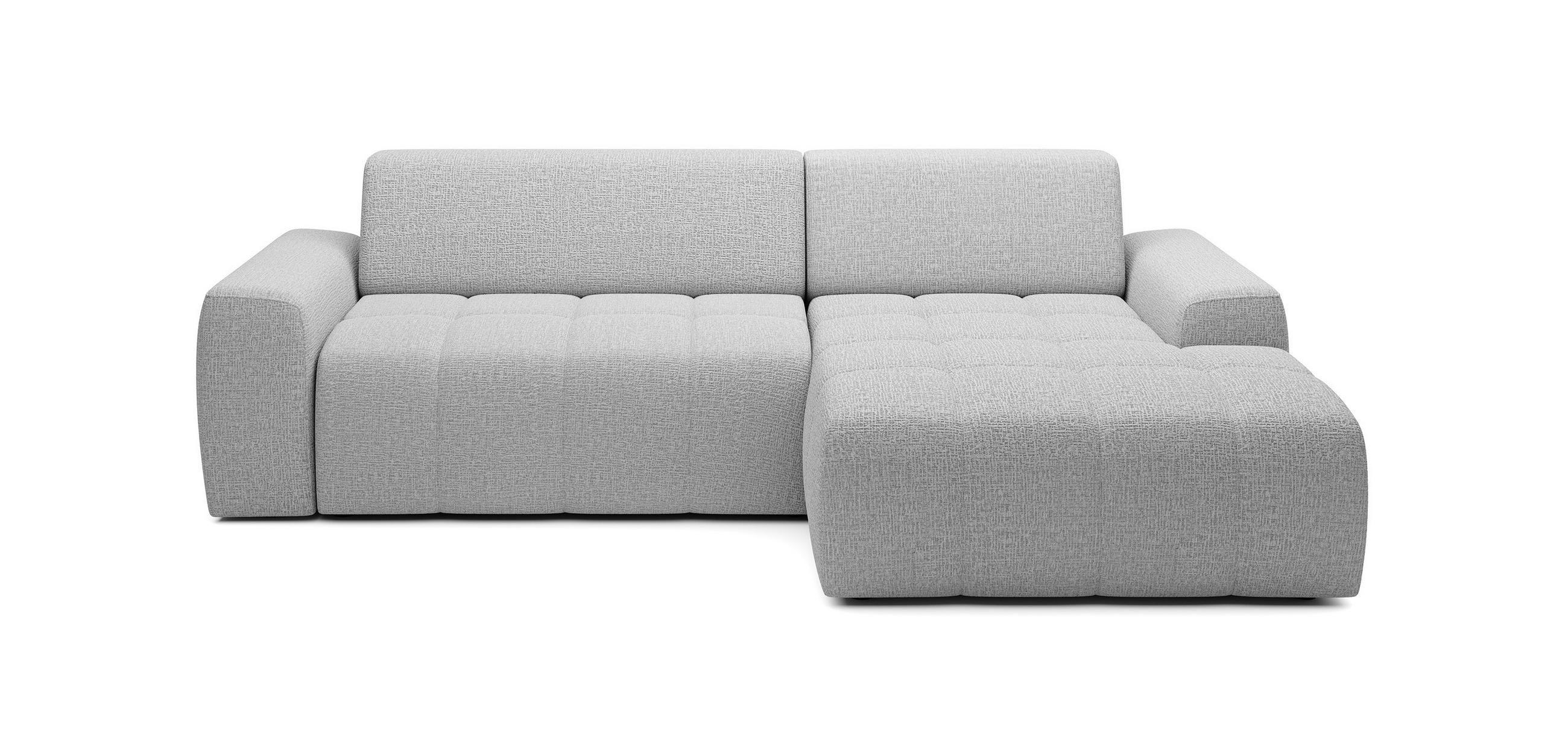 ECKSOFA Savio Freistehend, mit Abriebfestem Kansas-Stoff, Maße 265x172x81 cm, Ausziehbare Sitzfläche 206x92 cm, Rechte, – Esche - Silberfarben, Holz/Textil (265/172cm) - DomoHome