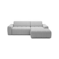 ECKSOFA Savio Freistehend, mit Abriebfestem Kansas-Stoff, Maße 265x172x81 cm, Ausziehbare Sitzfläche 206x92 cm, Rechte, – Esche - Silberfarben, Holz/Textil (265/172cm) - DomoHome