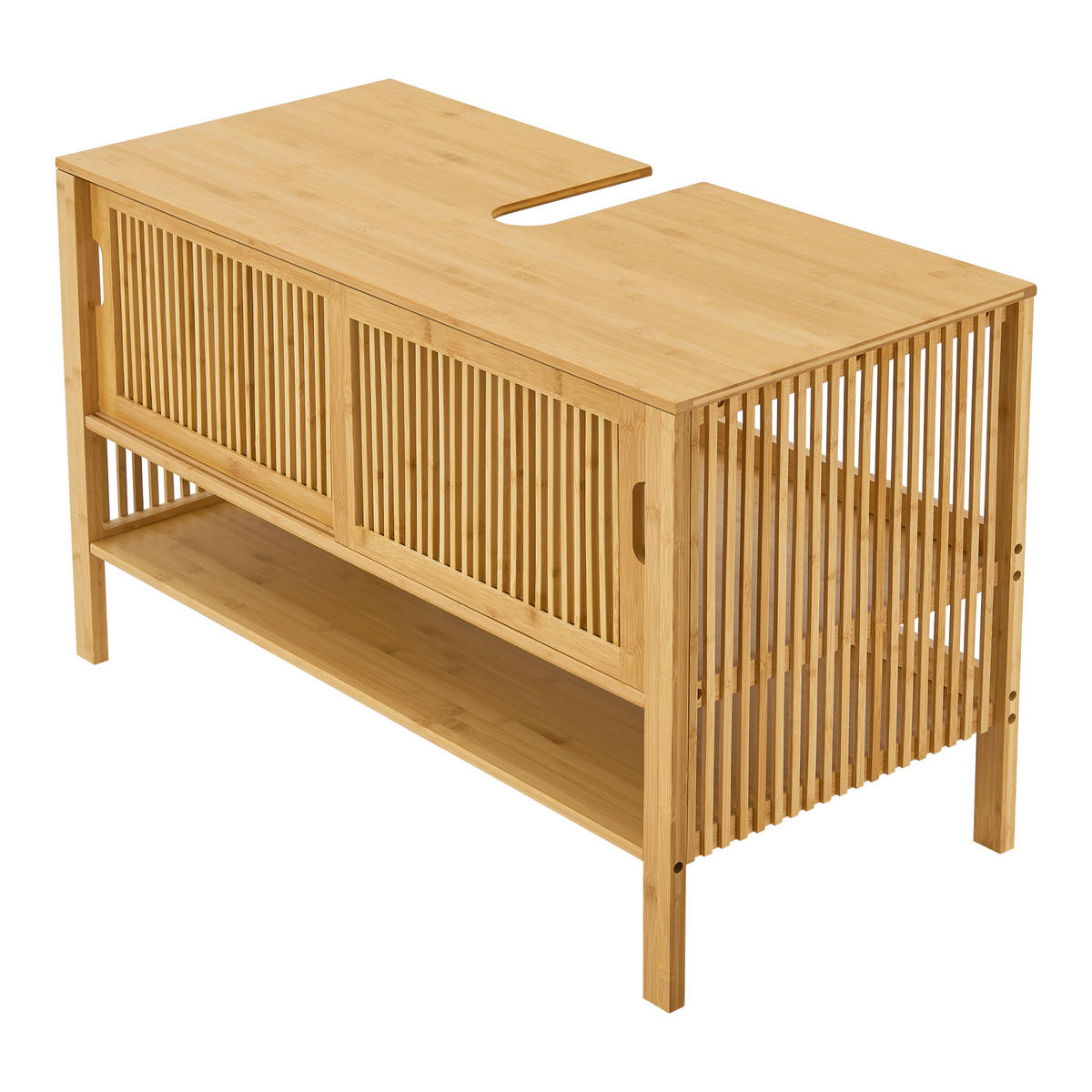WASCHBECKENUNTERSCHRANK Hvaler - Naturfarben, Holz (100/60/45cm) - [en.casa]