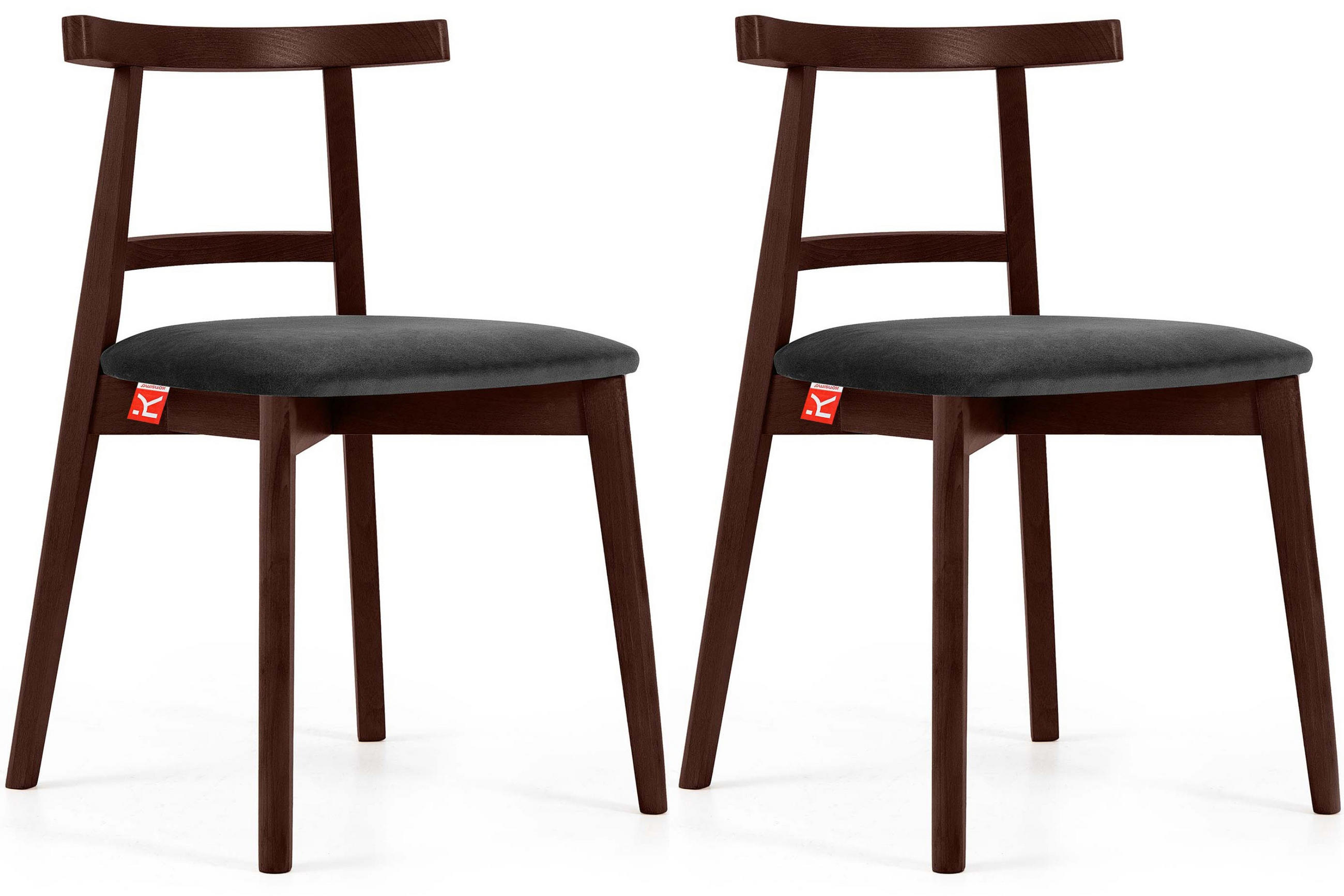 ESSTISCHSTÜHLE LILIO 2 St Vintage, Graphit / Mahagoni - Dunkelgrau, Holz/Textil (47/76/45cm) - KONSIMO®