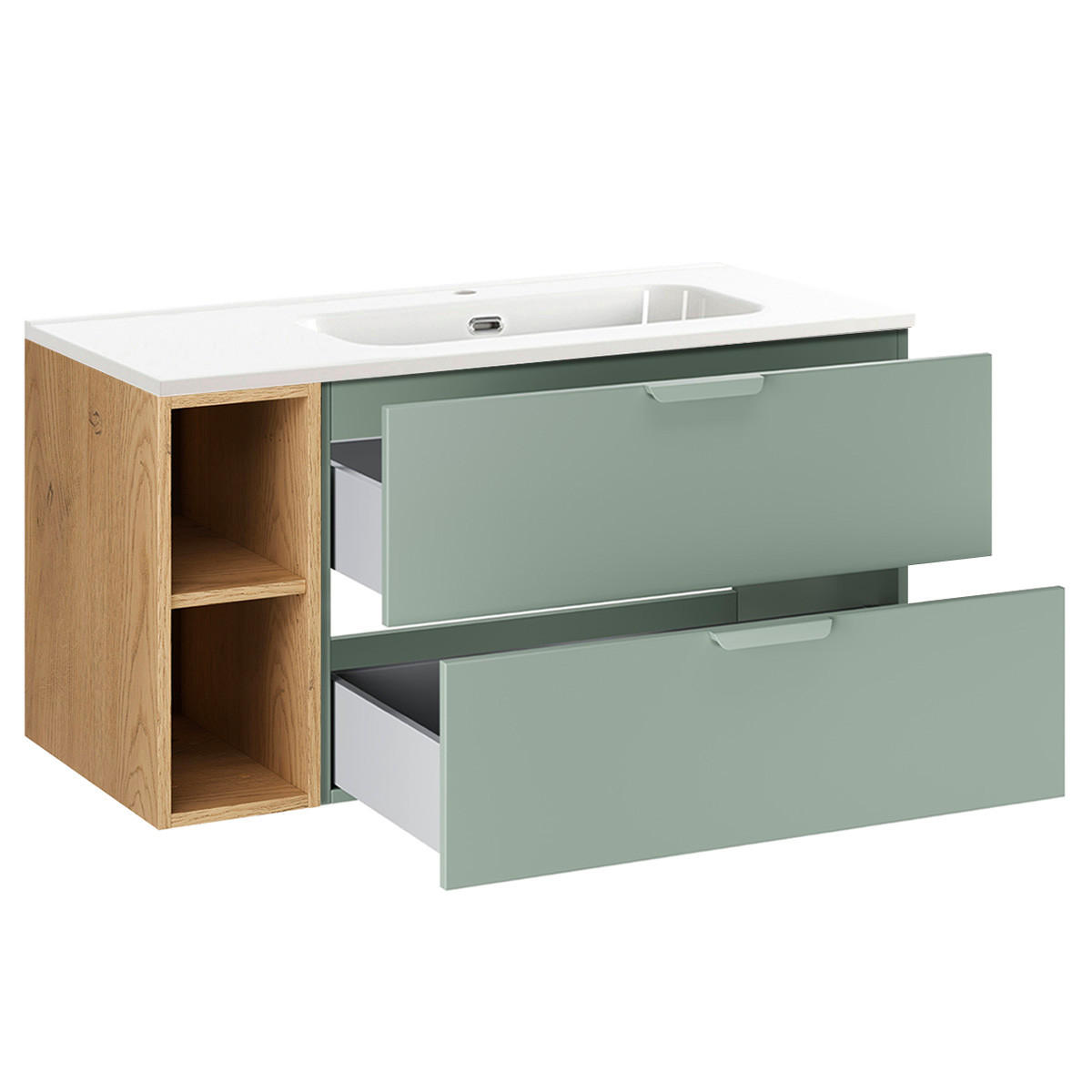 WASCHTISCH 101cm Oria Grün - Grün, Holzwerkstoff (101/50/46cm) - Petits-meubles