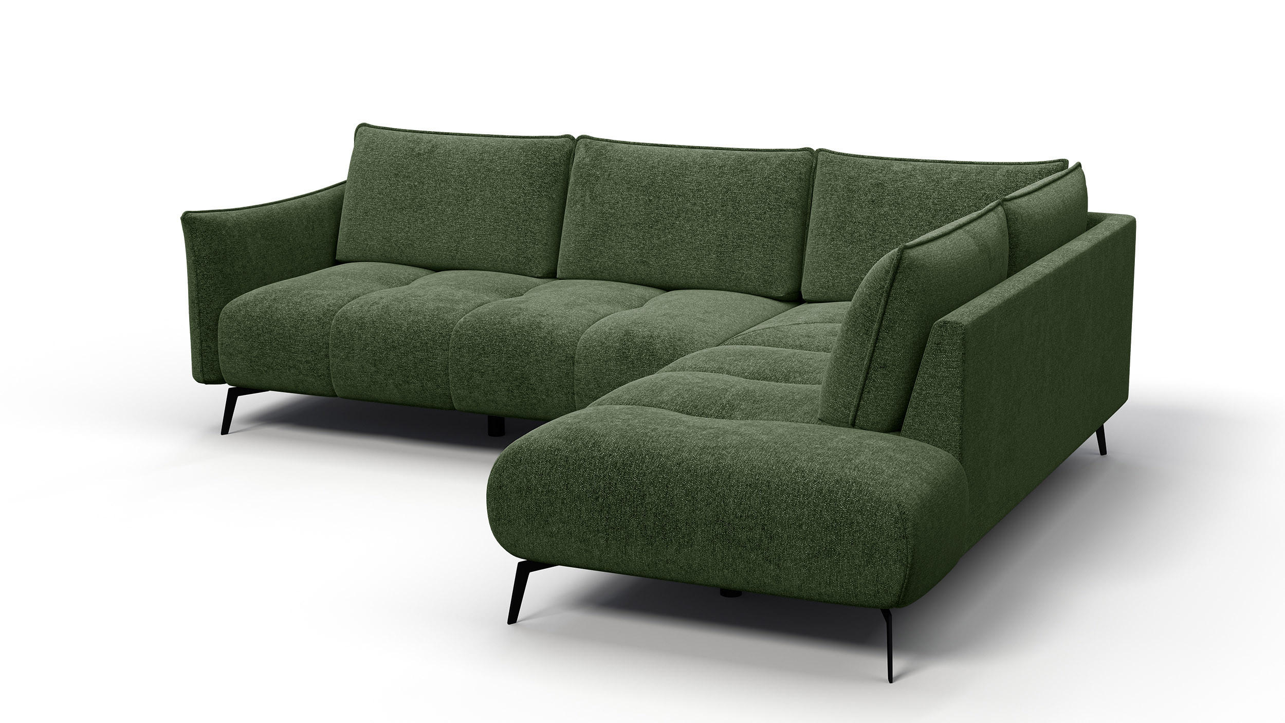 ECKSOFA AERA 5-Sitzer rechts, dunkelgrün - Dunkelgrün/Schwarz, Holz/Textil (268/206cm) - Courtois Laville
