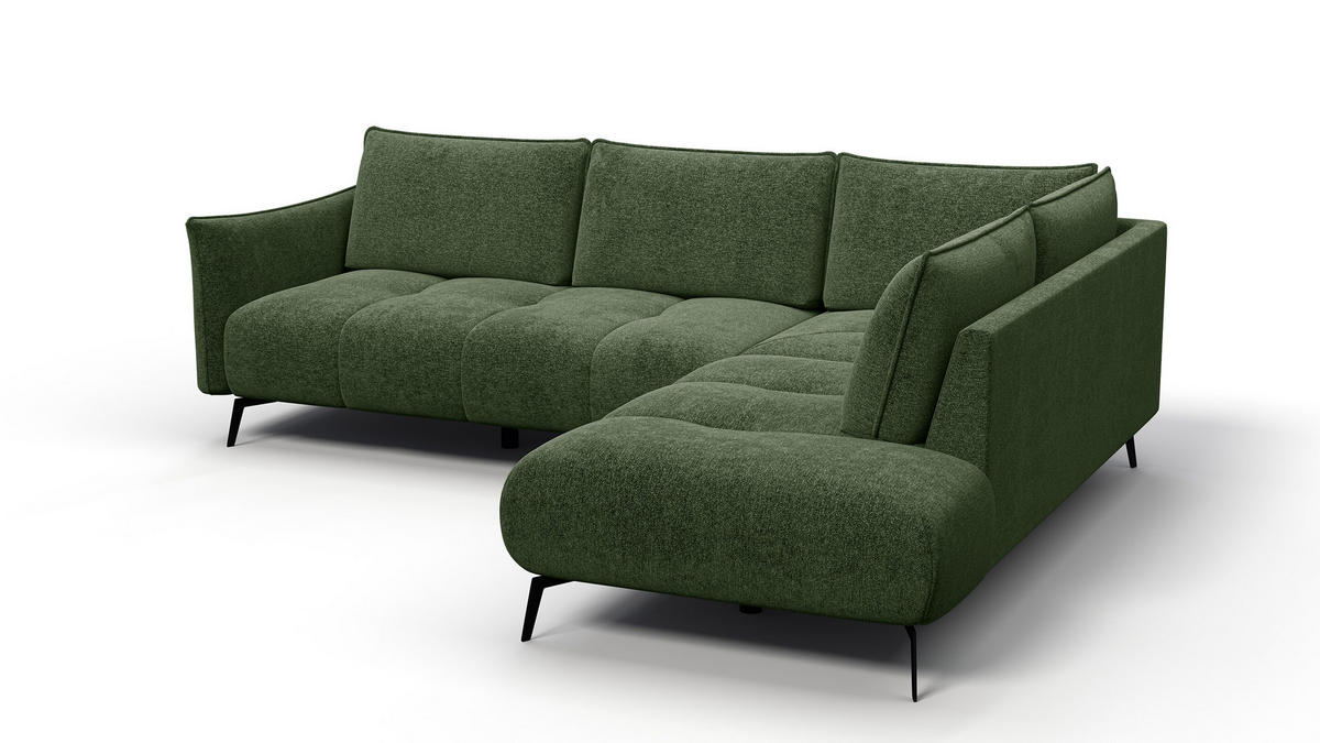 ECKSOFA AERA 5-Sitzer rechts, dunkelgrün - Dunkelgrün/Schwarz, Holz/Textil (268/206cm) - Courtois Laville