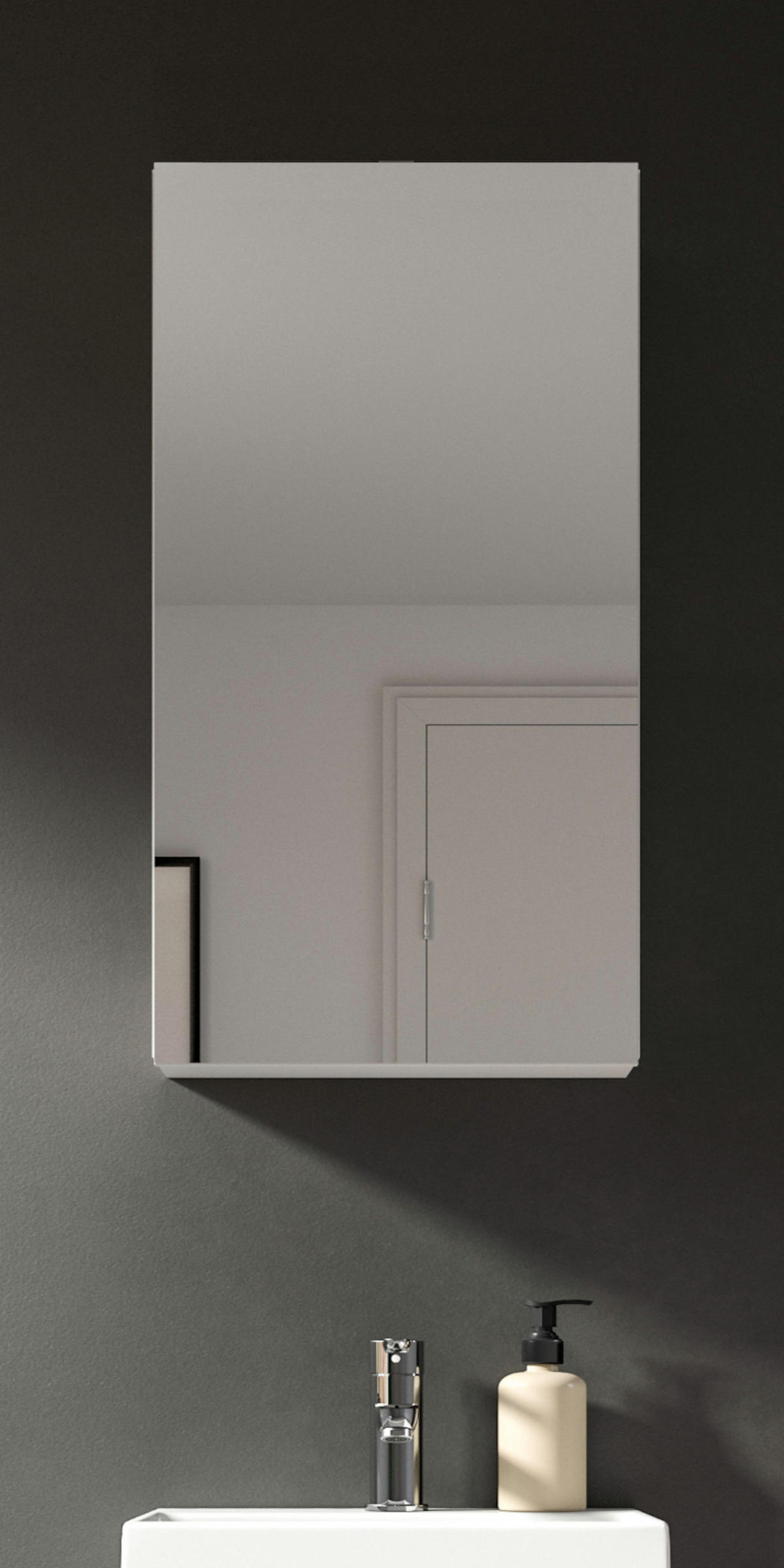 SPIEGELSCHRANK weiß 38 x 77 cm, Badschrank 1-türig mit Spiegel - Weiß, Glas/Holzwerkstoff (38/77/18cm) - Inn.Furn