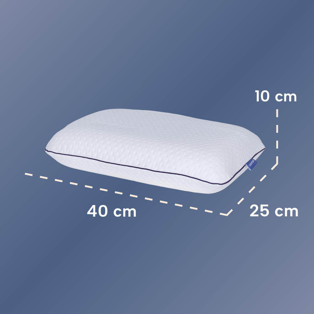 REISEKISSEN SUPER TRAVEL inkl. blauem Baumwoll- Schonbezug, 40x25x10, Rücken- & Seitenschläfer, cosyPUR® Memory Foam - Blau, Textil (25/40cm) - casimum