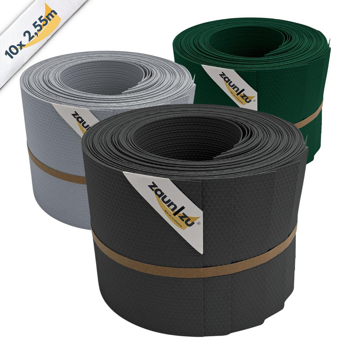 SICHTSCHUTZSTREIFEN Delux-R Einzelstreifen Wabenstruktur Tannengrün 10x 2,55m - Dunkelgrün, Kunststoff (255/19cm) - ZAUN|ZU