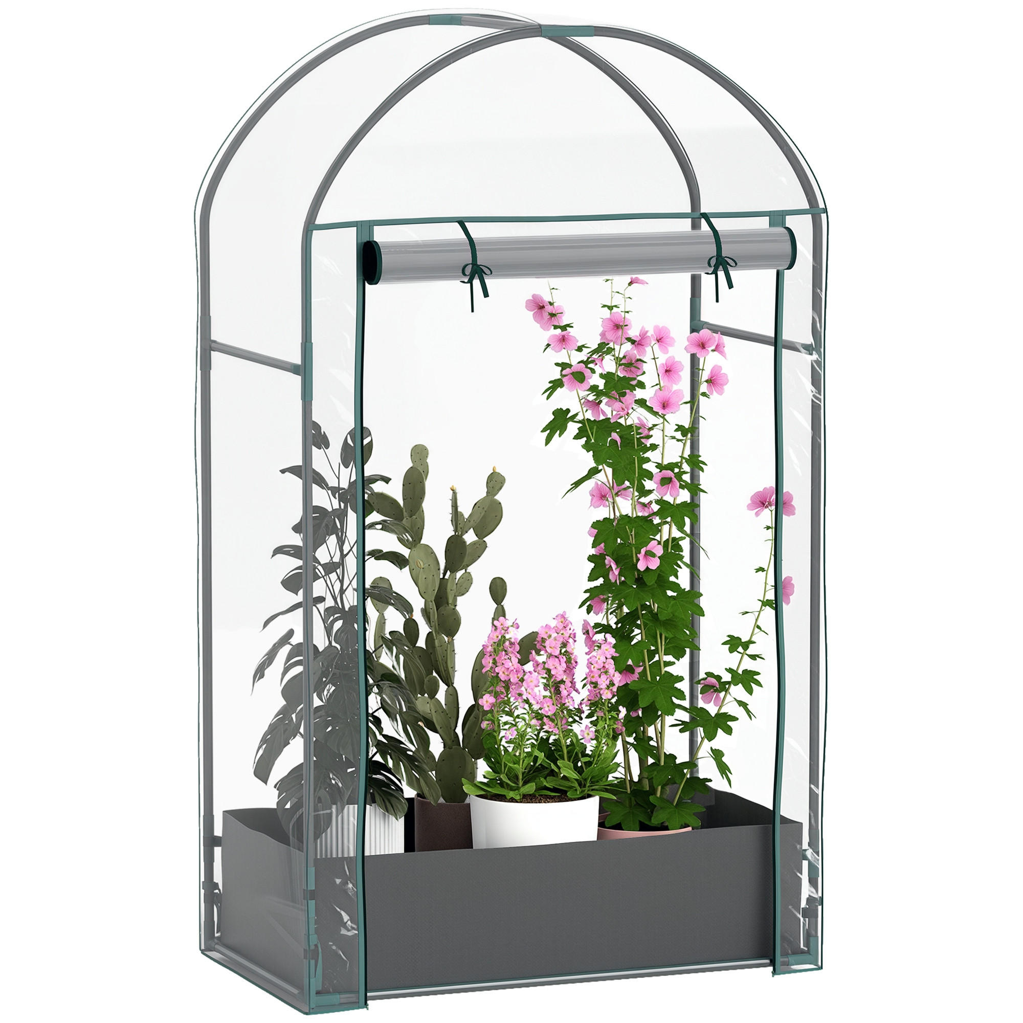 GEWÄCHSHAUS DE-12009 mit Pflanzsack & Rolltür Transparent - Transparent, Kunststoff (50/152/89cm) - ComfortXL