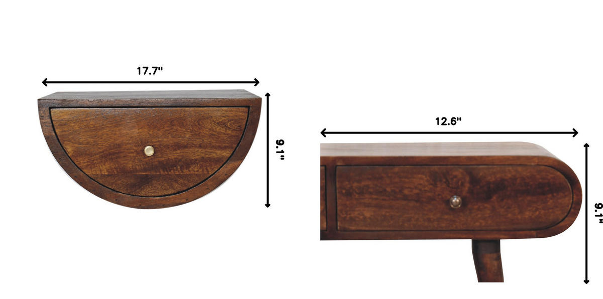 NACHTTISCH Levitate, Wandmontiert, 1 Schublade, Braun - Kastanienfarben/Messingfarben, Holz/Metall (45/23/32cm) - Artisan Furniture