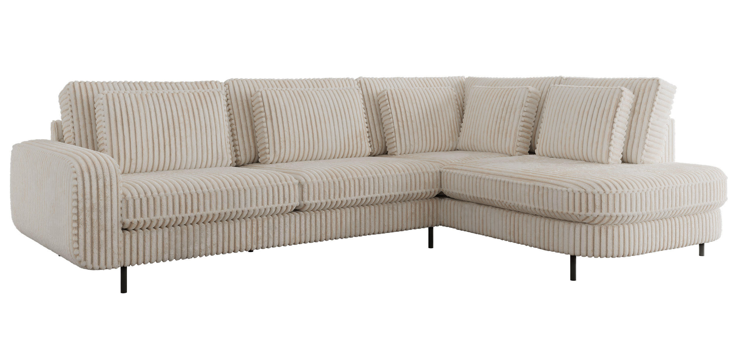 ROHOVÁ SEDAČKA CALENO L - Béžová Manšestr - Levá Strana - černá/béžová, kov/textil (317/225cm) - MKS