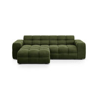 ECKSOFA links Kendal aus Samt armeegrün 4 Sitzplätze - Olivgrün, Textil (173/256cm) - Micadoni