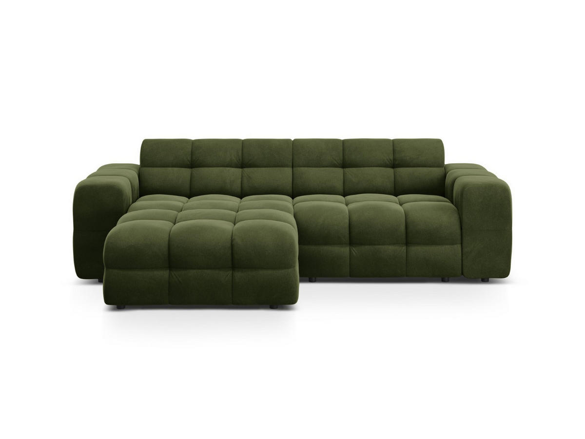 ECKSOFA links Kendal aus Samt armeegrün 4 Sitzplätze - Olivgrün, Textil (173/256cm) - Micadoni