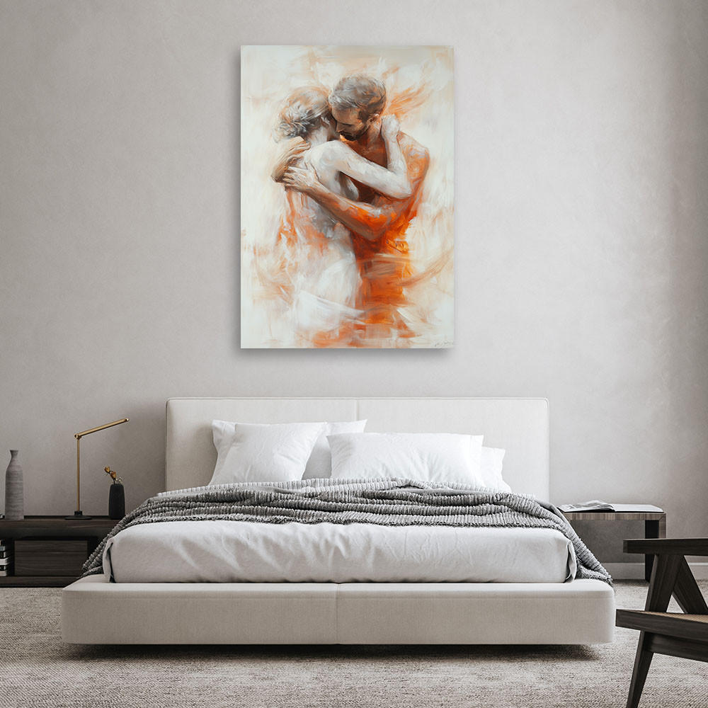 WANDBILD nacktes liebespaar beige - Orange, Textil (80/120cm) - Feeby