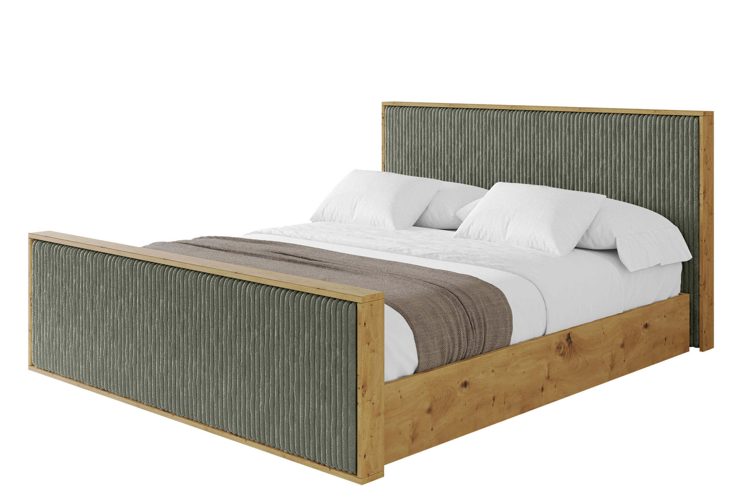 POLSTERBETT mit Bettkasten und Lattenrost, Boxbett mit Stauraum und Kopftei mit Matratze H3/H4 - ENZO10 180x200 Olivgrün - Olivgrün, Holzwerkstoff/Textil (180/200cm) - ALTDECOR