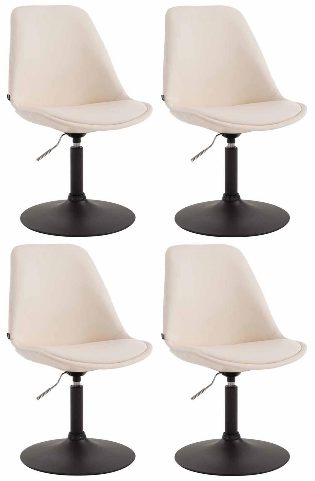 DREHSTUHL 4er Set Lederlook creme - Creme/Schwarz, Textil/Metall (48/76/57cm) - CLP