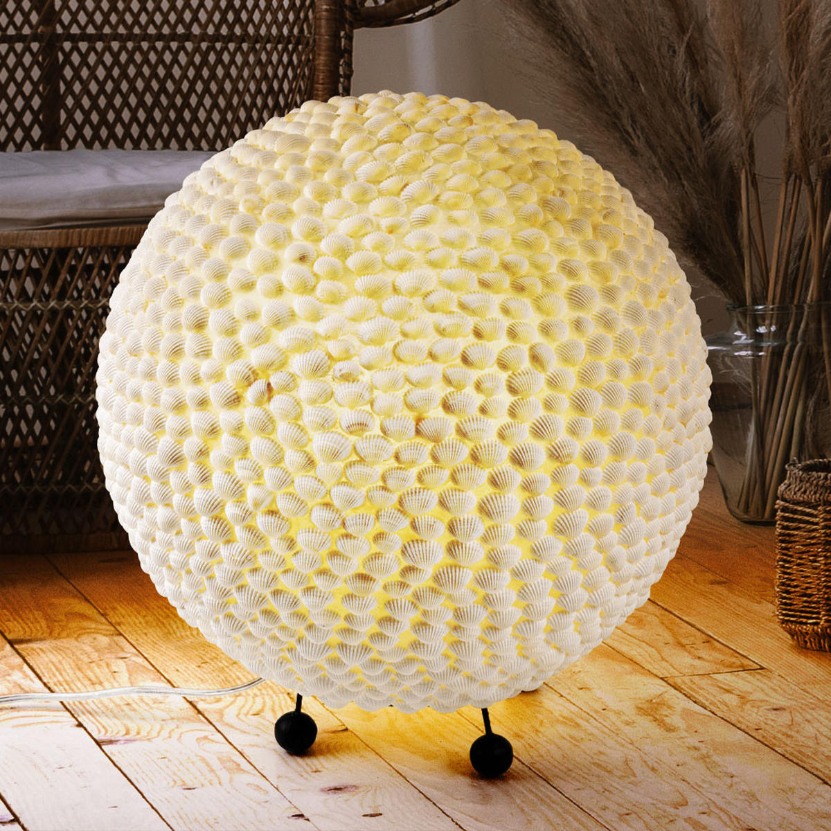 LED TISCHLEUCHTE BALI Weiß - Weiß, Metall (37/37/41cm) - Globo Lighting