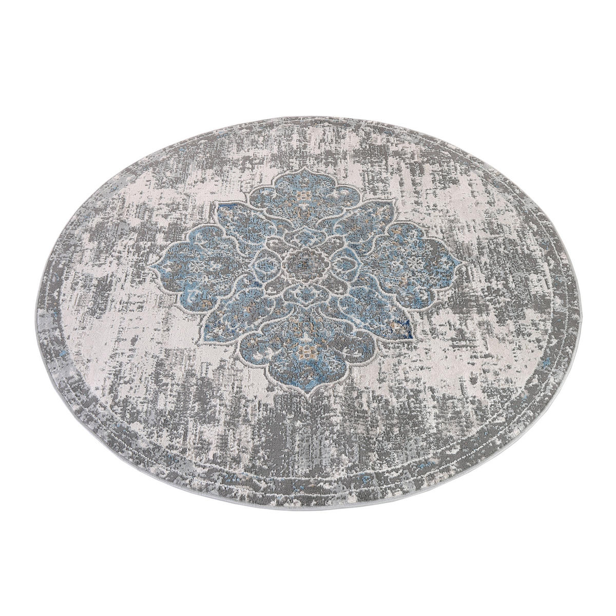 TEPPICH VALLEY Blau Rund 100/100 cm - Blau, Textil (100/100cm) - Tapiso