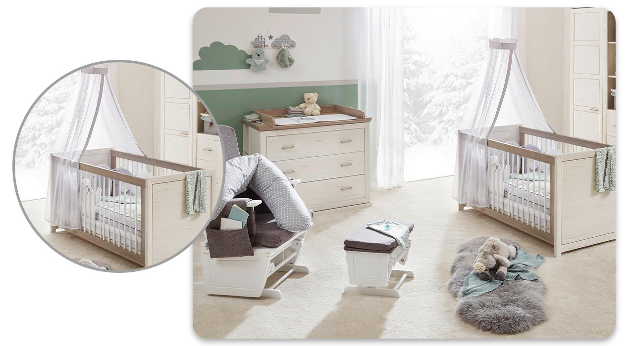 Babygitterbett in Holz