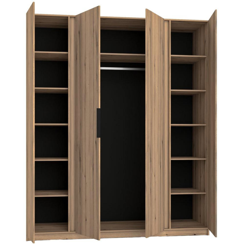 Thumbnail - Beautysofa Drehtürenschrank, Eiche, Schwarz, Holzwerkstoff, 14 Fächer, 200x239x62 cm, Schlafzimmer, Kleiderschränke, Dre...