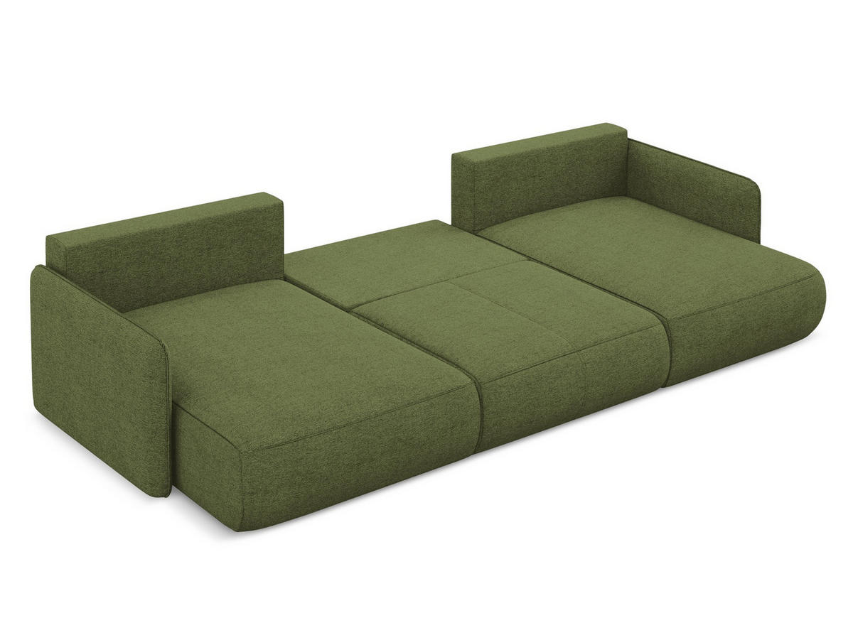 WOHNLANDSCHAFT Chenille Stoff Grün - Dunkelgrün/Schwarz, Kunststoff/Textil (290/86/148cm) - Makamii