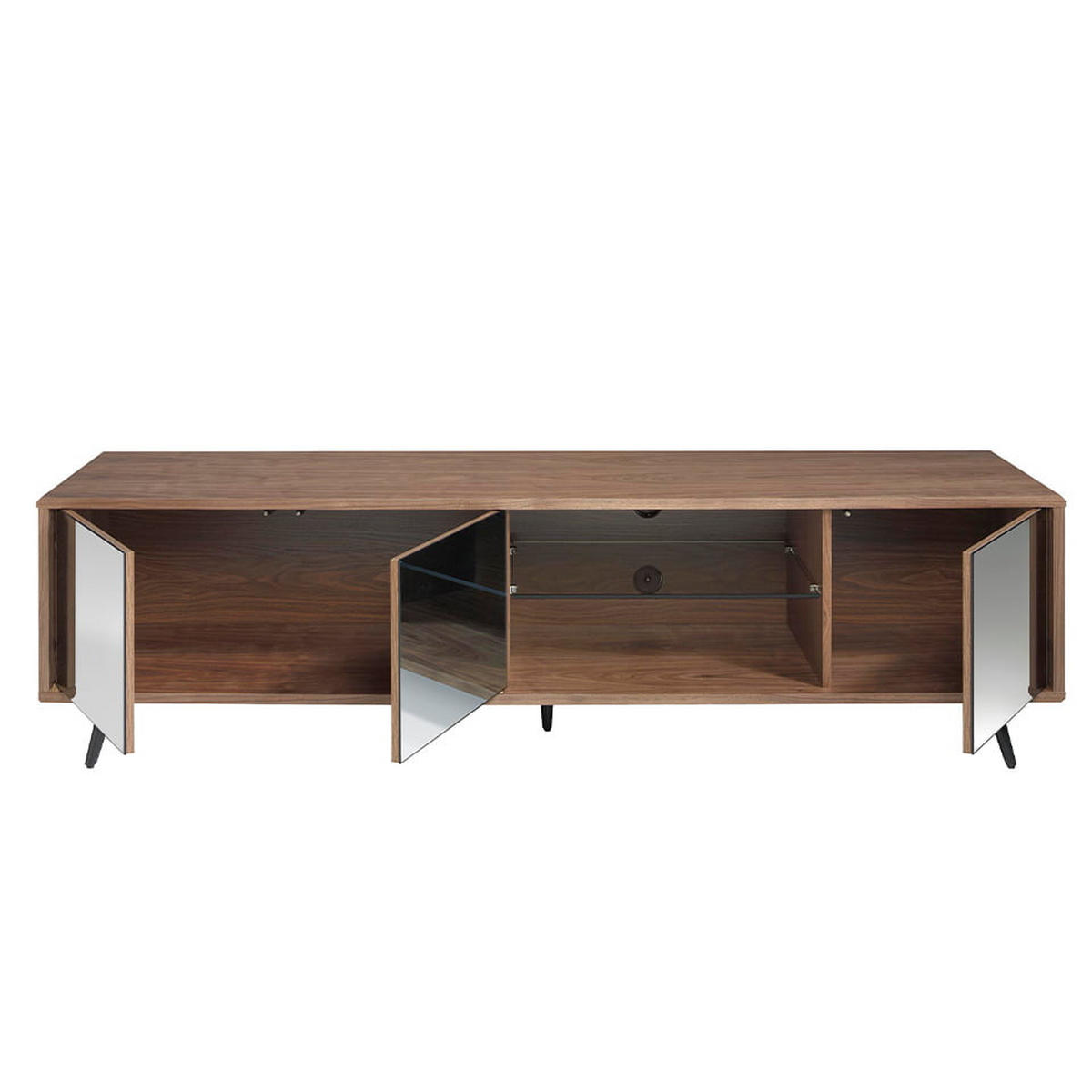 TV-ELEMENT Walnuss Glas Schwarz 180/45/50 cm - Transparent/Walnussfarben, Holz (180/50/45cm) - ANGEL CERDA