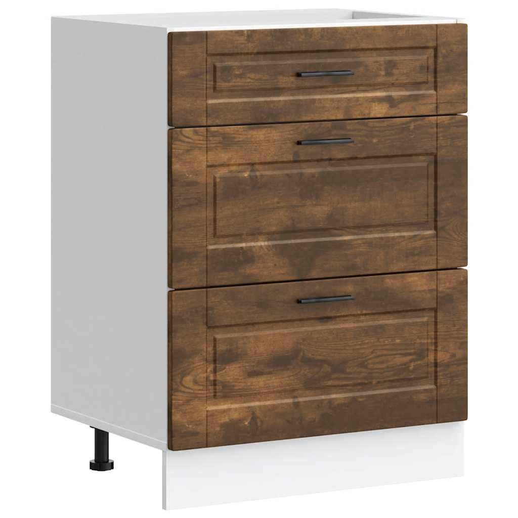 KÜCHENUNTERSCHRANK Samu Räuchereiche 60x46x81,5 cm - Eiche San Remo, Holz (60/81.5/46cm) - DELUKE