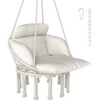 HÄNGESESSEL DE-15295 80/60/40 cm mit großem Polster und Fransen Creme - Creme, Metall (60/40/80cm) - ComfortXL