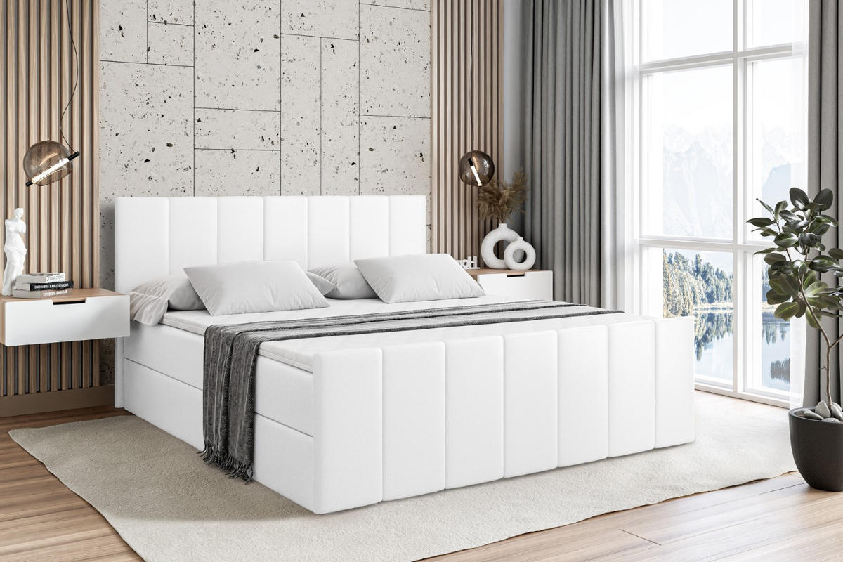 BOXBETT MOETI-Z - 140x200 cm - H3 - Weiß Hochglanz - Weiß Hochglanz, Holzwerkstoff (140/200cm) - ALTDECOR