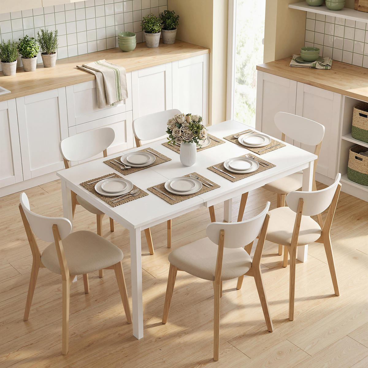 AUSZIEHTISCH Weiß Metallgestell 80-120/70/74 cm - Weiß, Holz (70/120/74cm) - PANGIVO