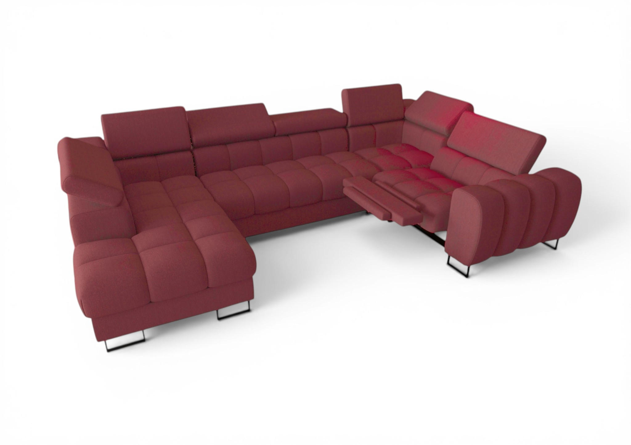 WOHNLANDSCHAFT Bastien Relax - Rot, Holzwerkstoff/Textil (198/95/350cm) - Fun Möbel