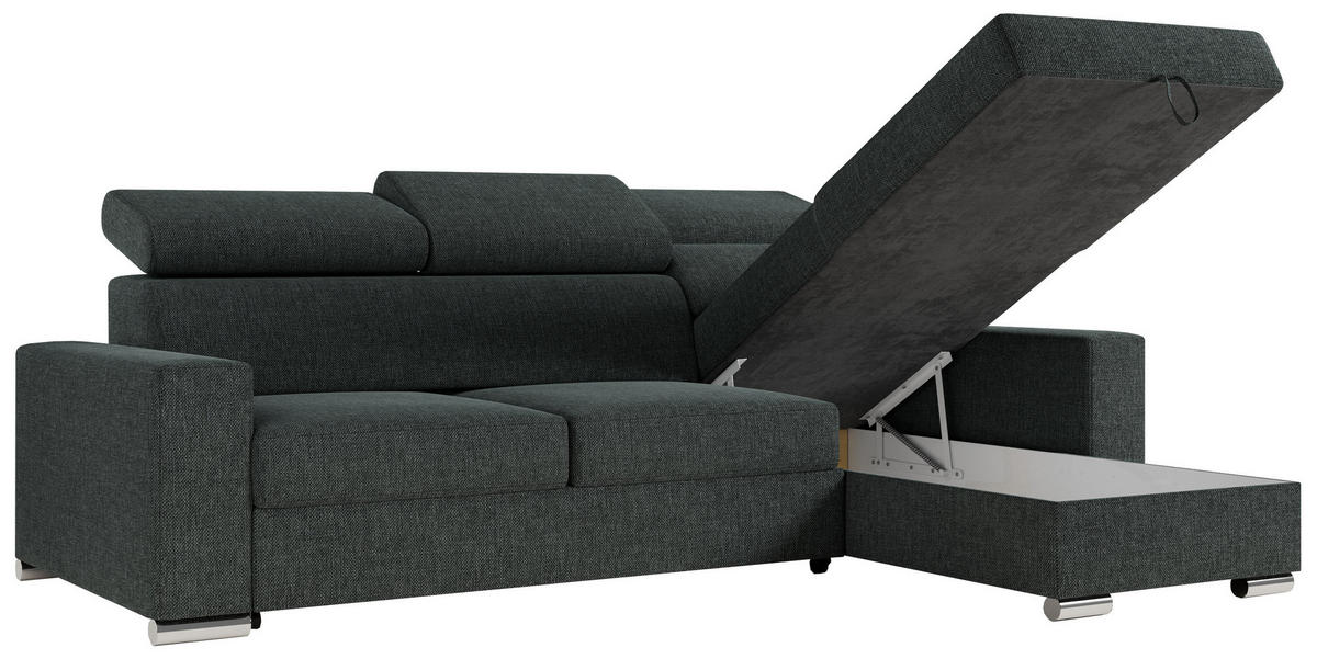 ECKSOFA FOX-L Dunkelgrau - Dunkelgrau/Silberfarben, Kunststoff/Textil (242/168cm) - MKS