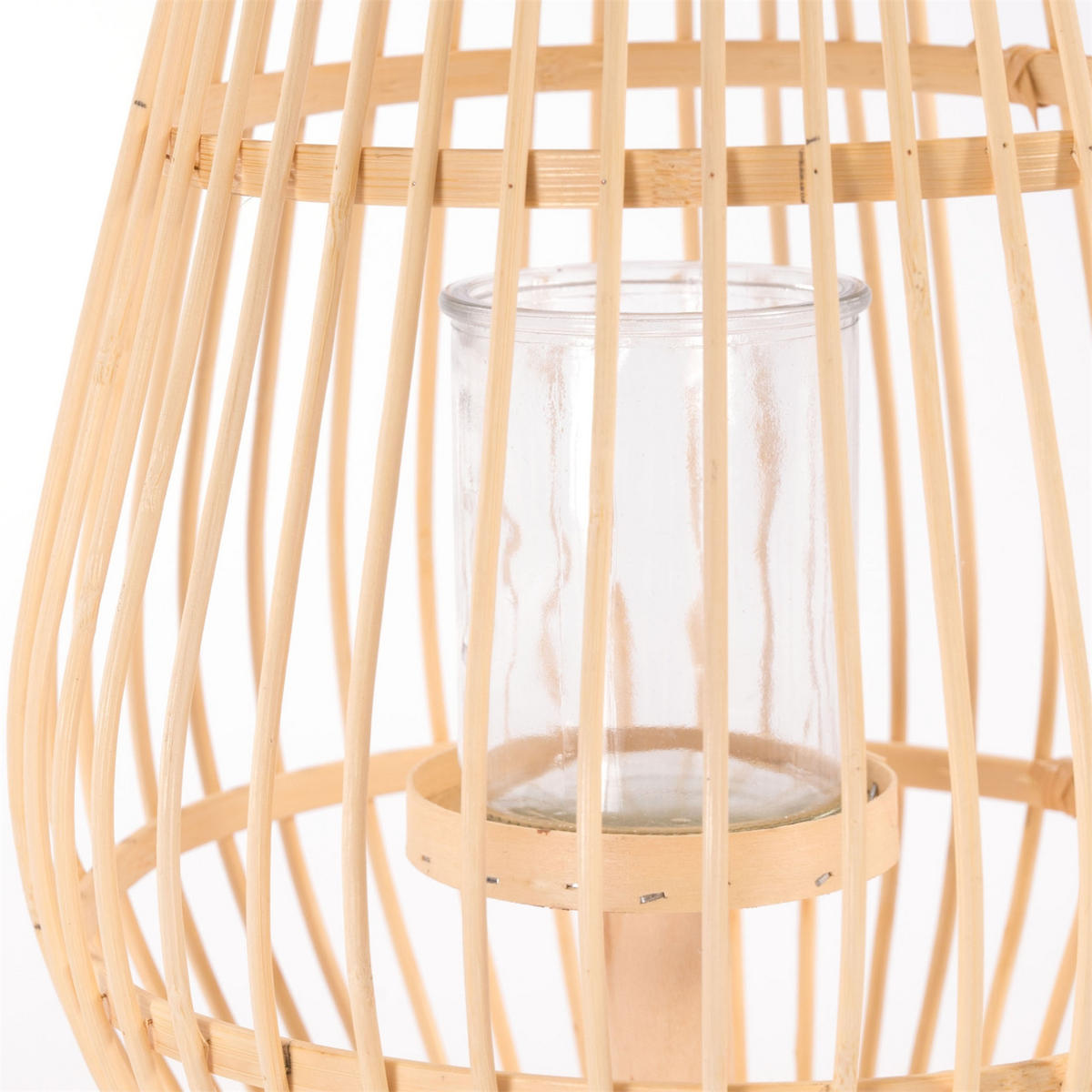 LATERNE Finn 50 Bambus, mit Windlicht-Glaseinsatz natur-schwarz - Naturfarben, Holz (26/50/26cm) - CREEDWOOD