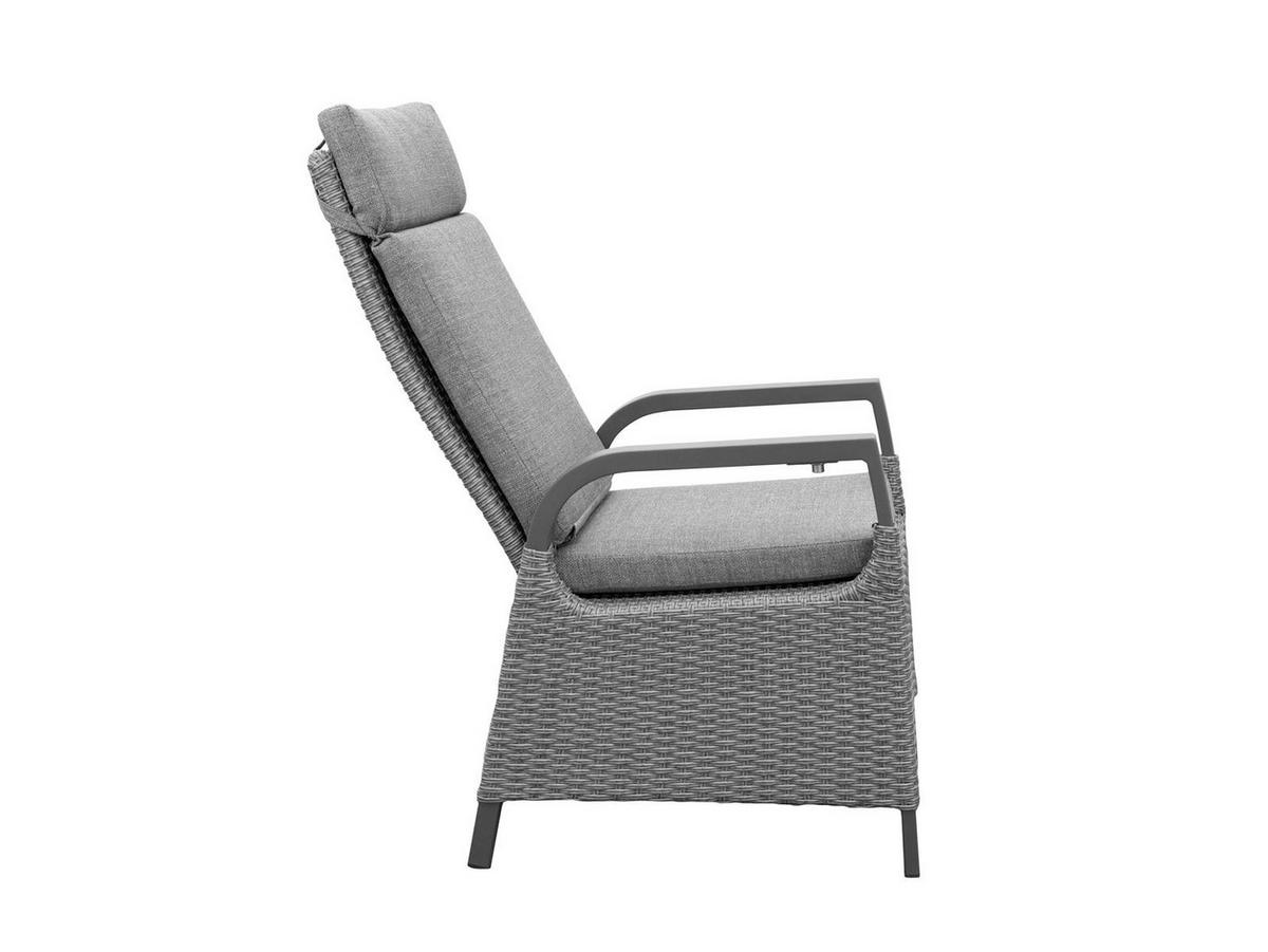 GARTENMÖBEL-SET Georgia 4 Aluminium ausziehbarer Tisch 10x Hochlehner Gartensessel - Anthrazit/Grau, Naturmaterialien - Green Spirit