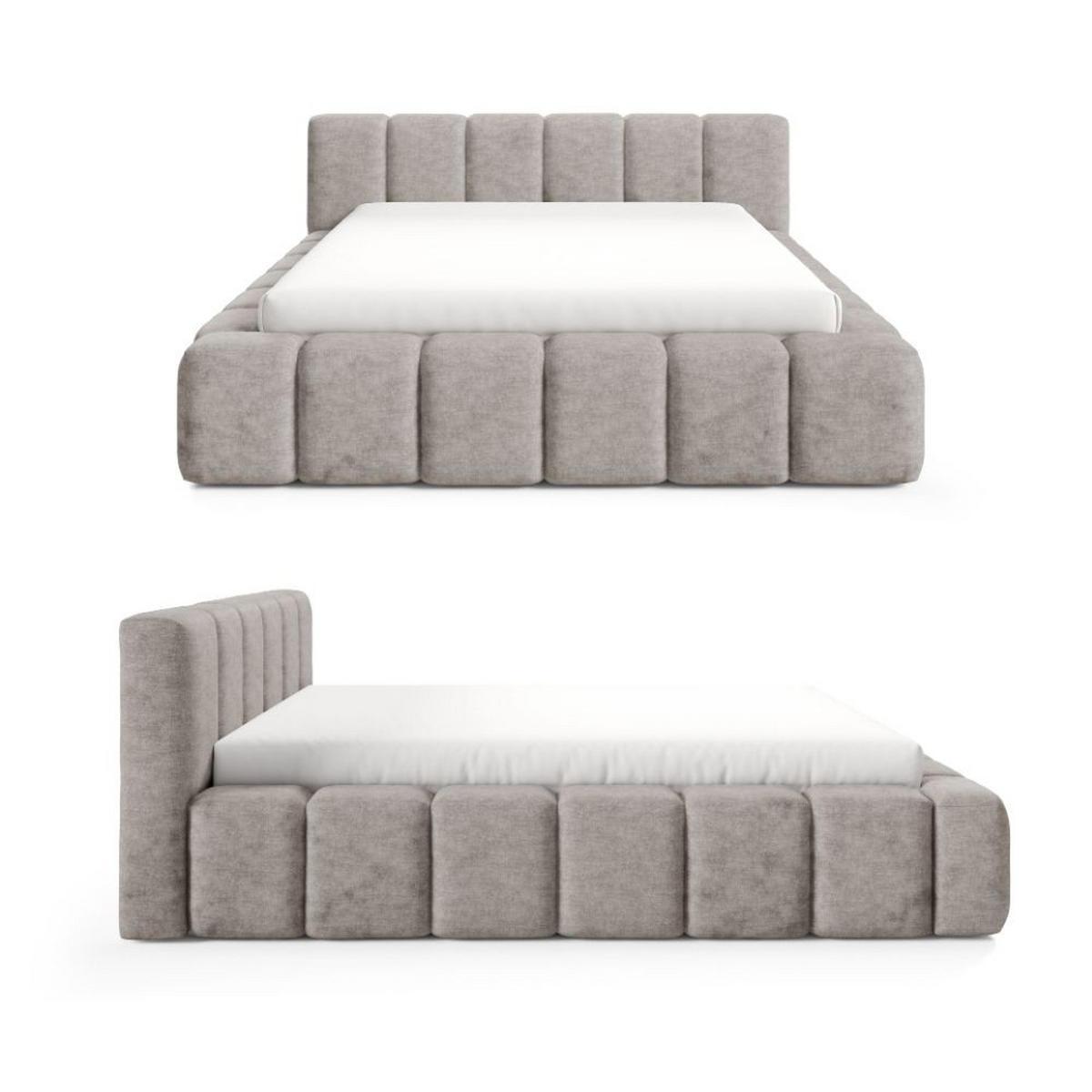 POLSTERBETT KALLA Premium 180x200 cm mit Bettkasten – PERFECT HARMONY 04 - Beige, Holz - Dekori_Interiors
