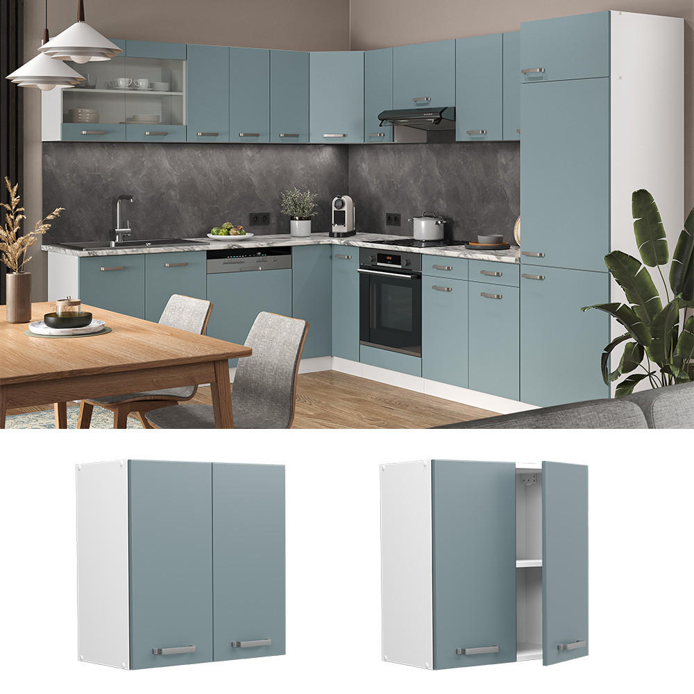 HÄNGESCHRANK R-Line Blau-Grau 60 cm - Blaugrau/Weiß, Holzwerkstoff (60/60/31cm) - Vicco