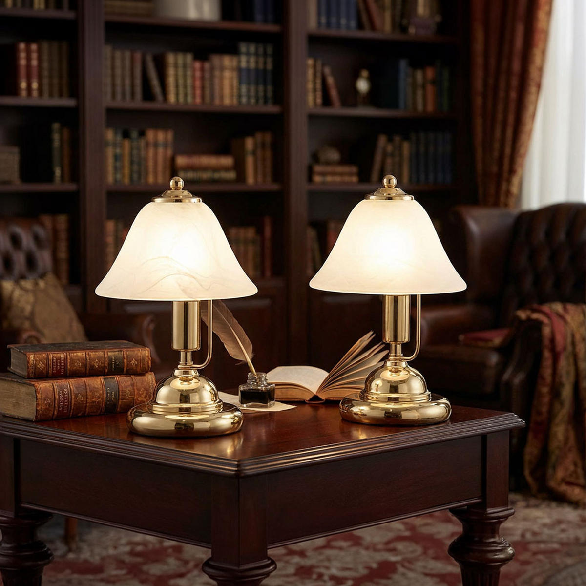 TISCHLEUCHTE Antique Gold 2er Set - Goldfarben, Glas (17/17/27cm) - Globo Lighting