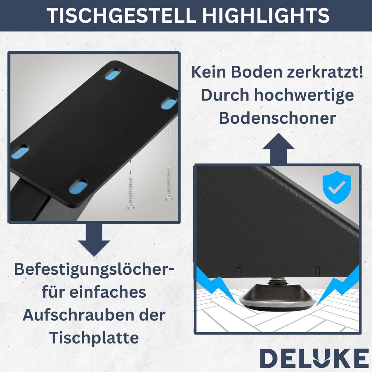 TISCHGESTELL Metall KRYT Schwarz matt 71x120x68 cm - Schwarz, Metall (120/71/68cm) - DELUKE