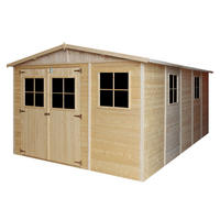 HOLZ-GARTHENHAUS MIT IMPRÄGNIERTEM BODEN - H226x516x324 cm/15 m² - M337+M337G - Beige, Holz (324/232/493cm) - Timbela