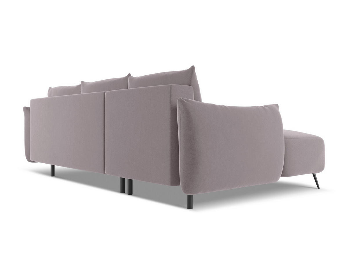ECKSOFA mit Schlaffunktion Samt Stoff Violett - Lila/Flieder, Textil/Metall (162/242cm) - Makamii